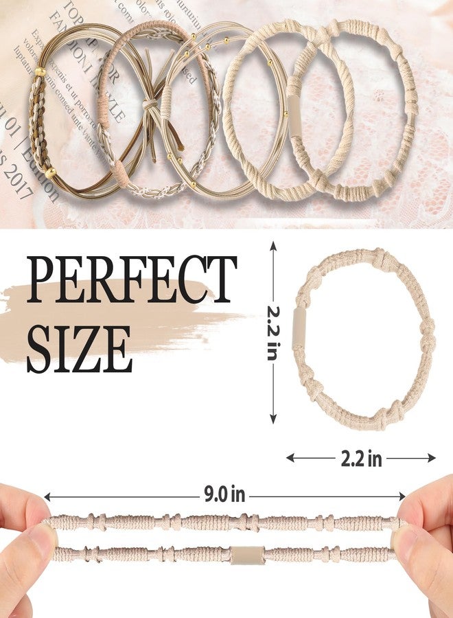 KANPRINCESS 20 PCS Boho Ponytail Holders - 4 Neutral Colors, 5 Styles Hair Bands & Bracelets for Women's Thick or Thin Hair, No Damage - Image 2